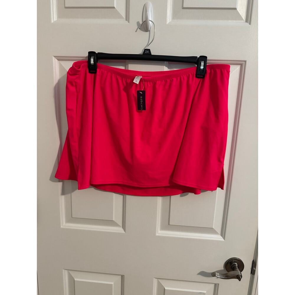 Cacique New Swim Skirt Built in Brief Full Coverage Hot Pink Plus Size 24